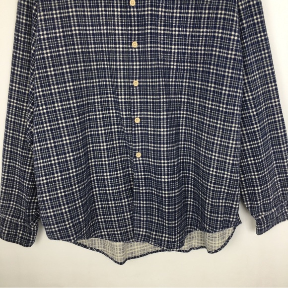 Vintage J Crew Men’s Plaid Flannel Button Down Shirt Blue White Casual Mens XL - Picture 3 of 8